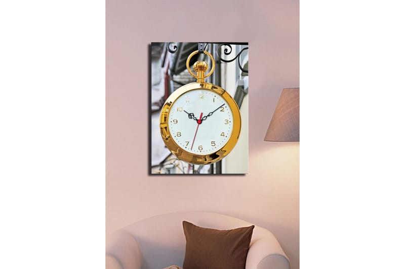 Dekorativ Canvasmålning med Klocka - Flerfärgad - Inredning - Väggdekor - Väggklocka & väggur