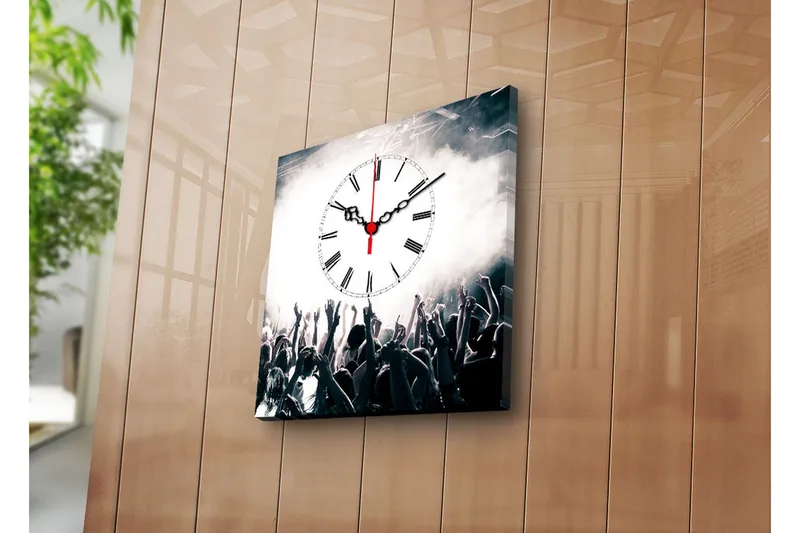 Dekorativ Canvasmålning med Klocka, Flerfärgad