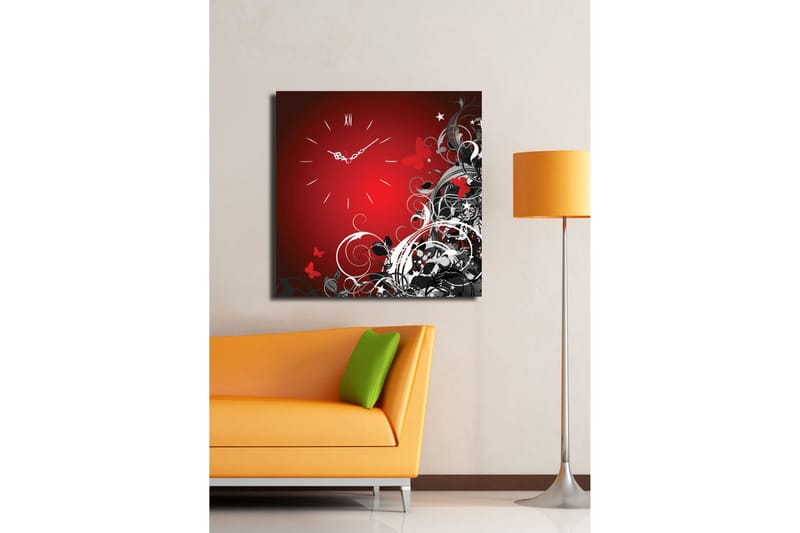 Dekorativ Canvasmålning med Klocka - Flerfärgad - Inredning - Väggdekor - Väggklocka & väggur