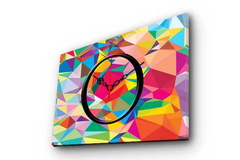 Dekorativ Canvasmålning med Klocka, Flerfärgad