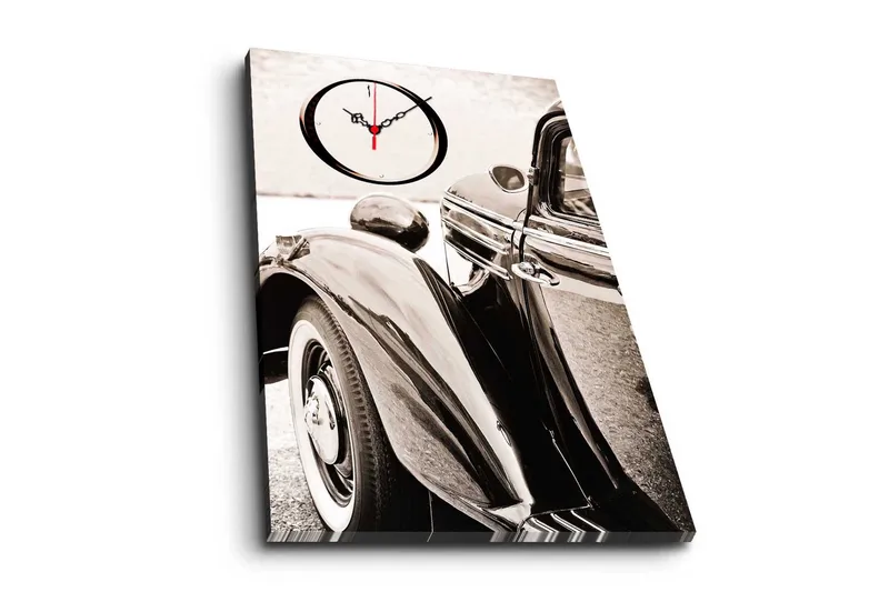 Dekorativ Canvasmålning med Klocka, Flerfärgad