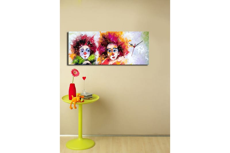 Dekorativ Canvasmålning med Klocka - Flerfärgad - Inredning - Väggdekor - Väggklocka & väggur