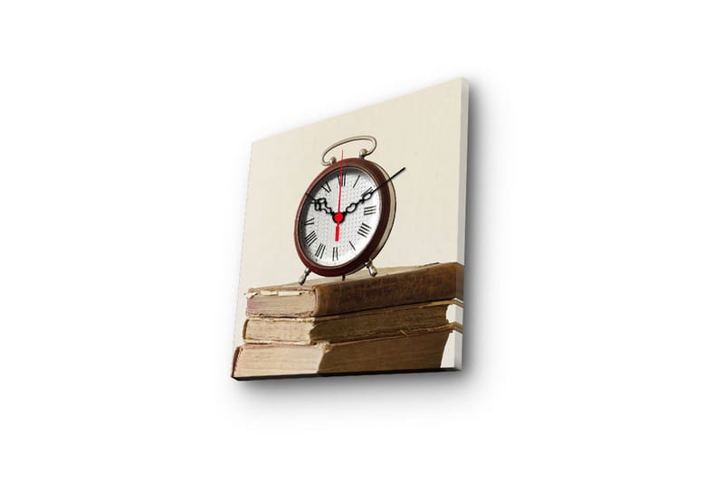 Dekorativ Canvasmålning med Klocka - Flerfärgad - Inredning - Väggdekor - Väggklocka & väggur