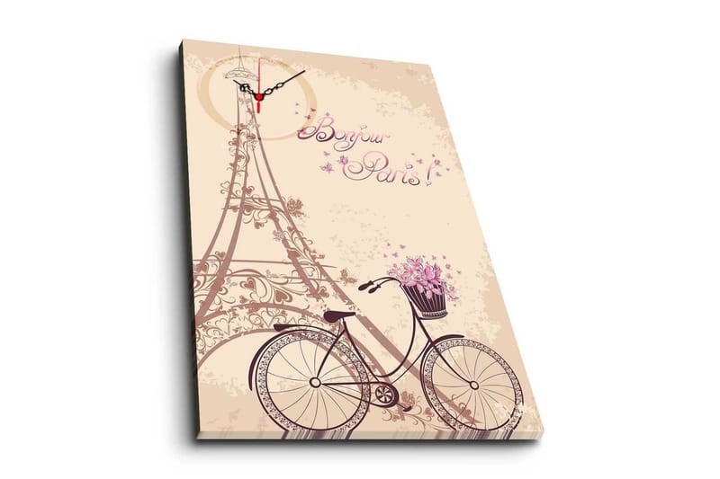 Dekorativ Canvasmålning med Klocka, Flerfärgad