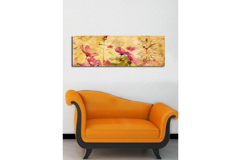 Dekorativ Canvasmålning med Klocka - Flerfärgad - Inredning - Väggdekor - Väggklocka & väggur