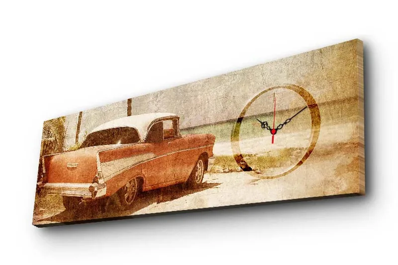 Dekorativ Canvasmålning med Klocka, Flerfärgad