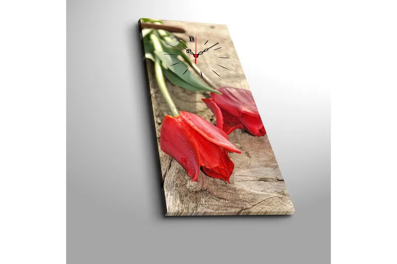 Dekorativ Canvasmålning med Klocka - Flerfärgad - Inredning - Väggdekor - Väggklocka & väggur