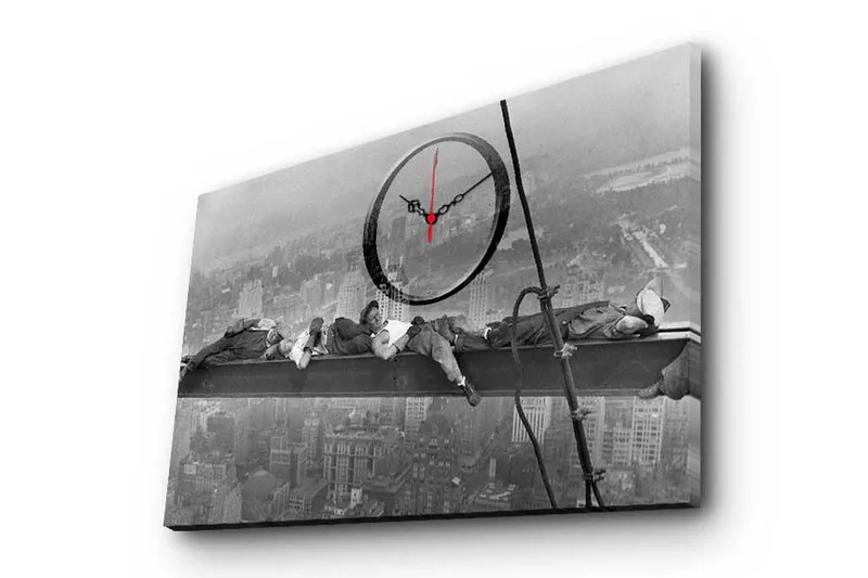 Dekorativ Canvasmålning med Klocka, Flerfärgad