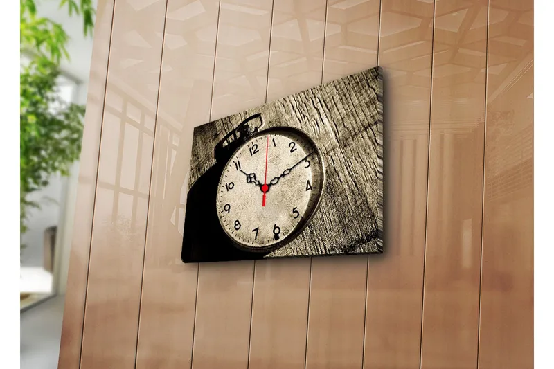 Dekorativ Canvasmålning med Klocka, Flerfärgad