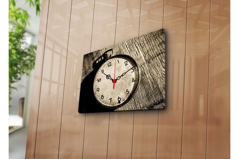 Dekorativ Canvasmålning med Klocka, Flerfärgad