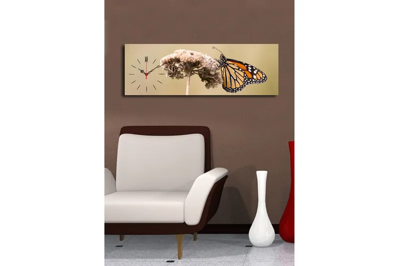 Dekorativ Canvasmålning med Klocka - Flerfärgad - Inredning - Väggdekor - Väggklocka & väggur