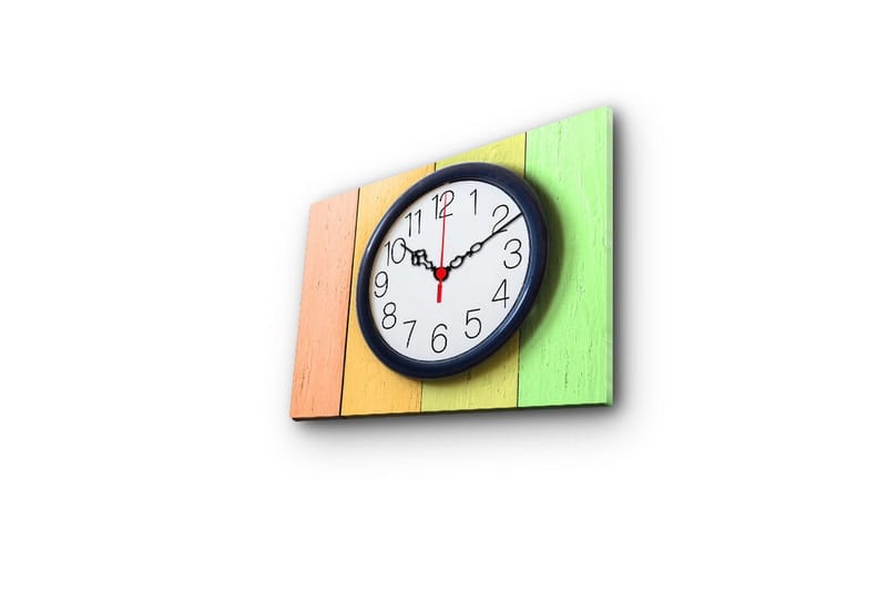 Dekorativ Canvasmålning med Klocka - Flerfärgad - Inredning - Väggdekor - Väggklocka & väggur