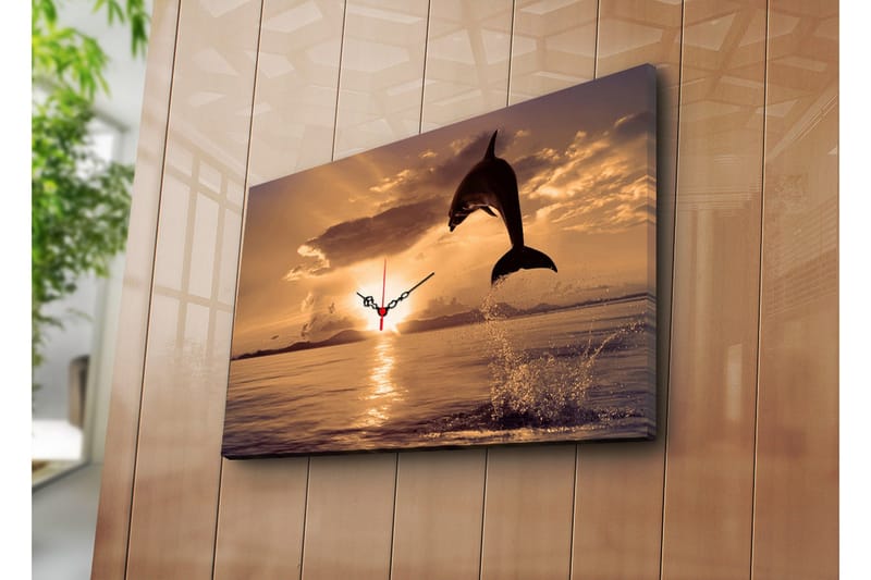 Dekorativ Canvasmålning med Klocka, Flerfärgad