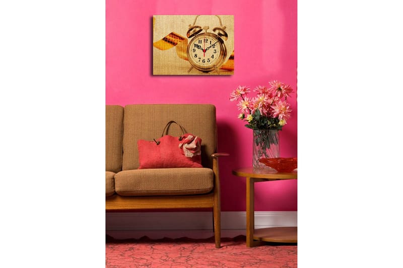 Dekorativ Canvasmålning med Klocka - Flerfärgad - Inredning - Väggdekor - Väggklocka & väggur