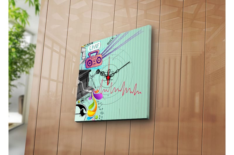 Dekorativ Canvasmålning med Klocka - Flerfärgad - Väggklocka & väggur