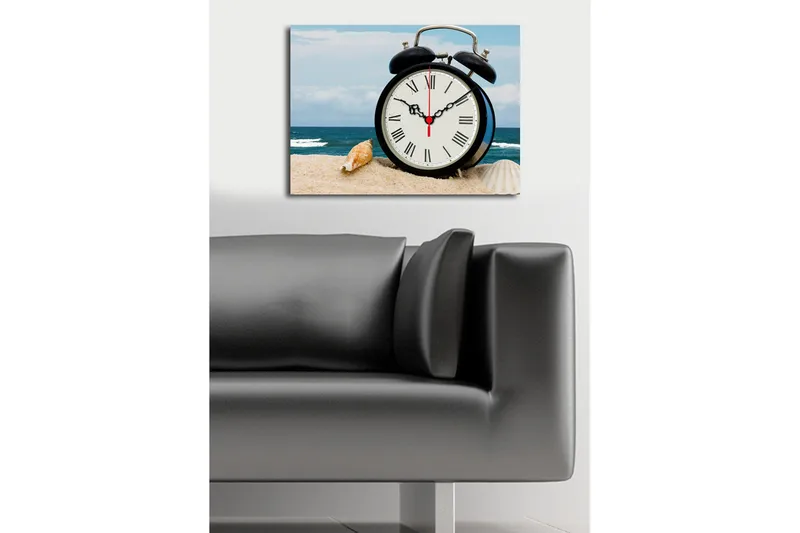 Dekorativ Canvasmålning med Klocka - Flerfärgad - Inredning - Väggdekor - Väggklocka & väggur