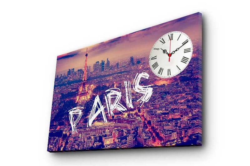 Dekorativ Canvasmålning med Klocka, Flerfärgad