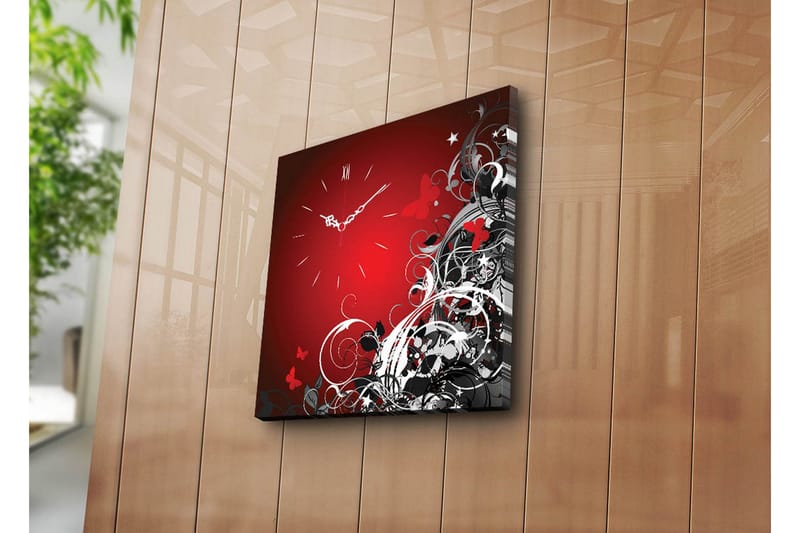 Dekorativ Canvasmålning med Klocka - Flerfärgad - Inredning - Väggdekor - Väggklocka & väggur