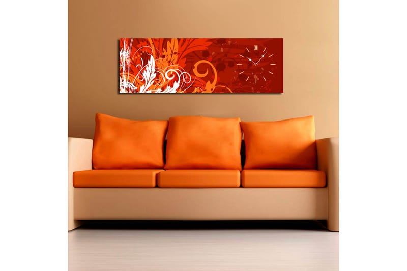 Dekorativ Canvasmålning med Klocka - Flerfärgad - Inredning - Väggdekor - Väggklocka & väggur