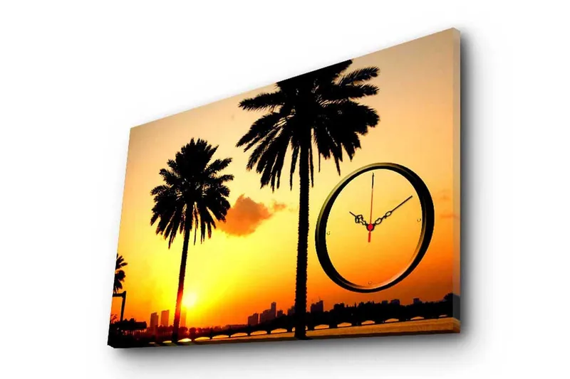 Dekorativ Canvasmålning med Klocka, Flerfärgad