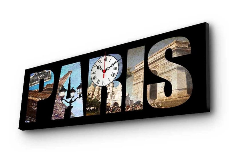 Dekorativ Canvasmålning med Klocka, Flerfärgad