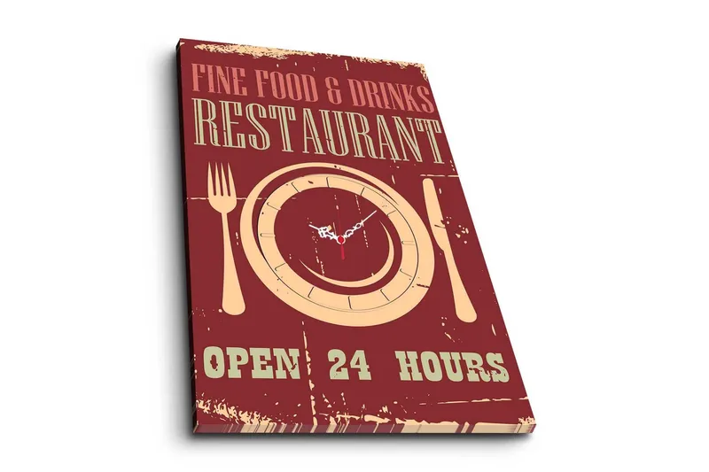 Dekorativ Canvasmålning med Klocka, Flerfärgad