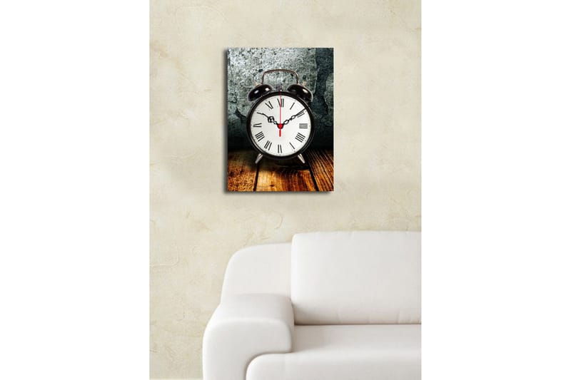 Dekorativ Canvasmålning med Klocka - Flerfärgad - Inredning - Väggdekor - Väggklocka & väggur