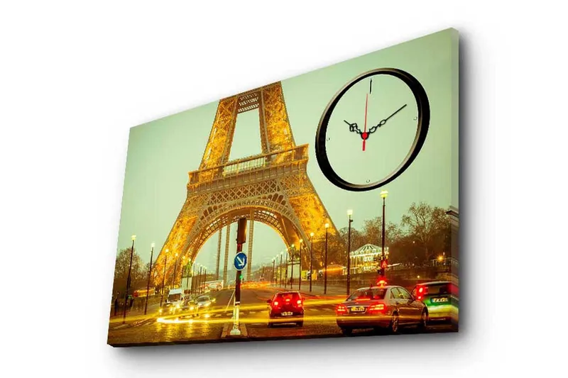 Dekorativ Canvasmålning med Klocka, Flerfärgad