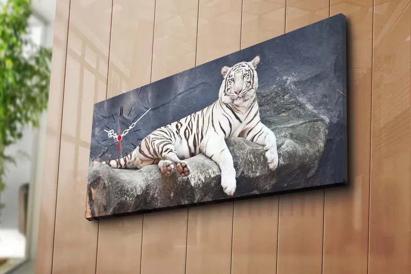 Dekorativ Canvasmålning med Klocka - Flerfärgad - Inredning - Väggdekor - Väggklocka & väggur