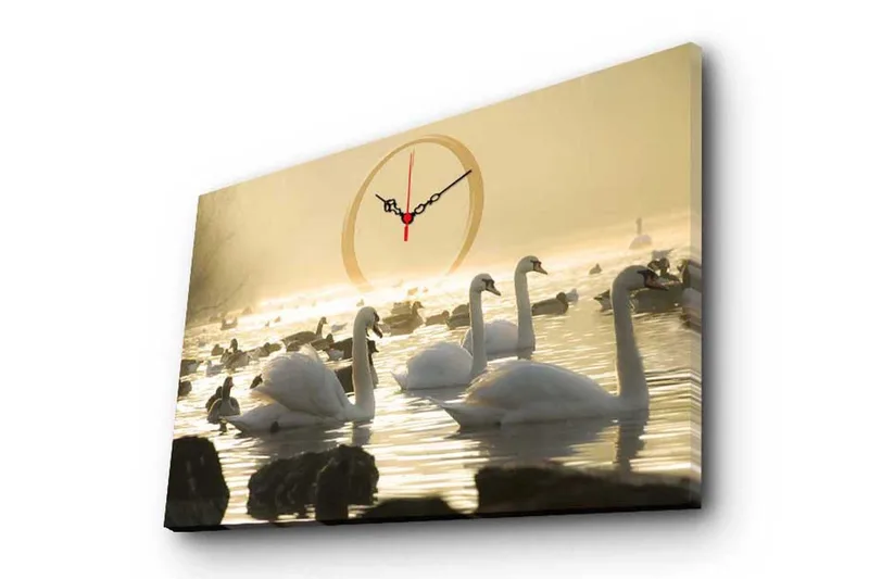 Dekorativ Canvasmålning med Klocka, Flerfärgad