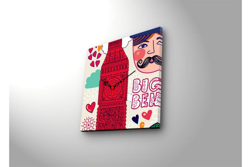 Dekorativ Canvasmålning med Klocka - Flerfärgad - Inredning - Väggdekor - Väggklocka & väggur