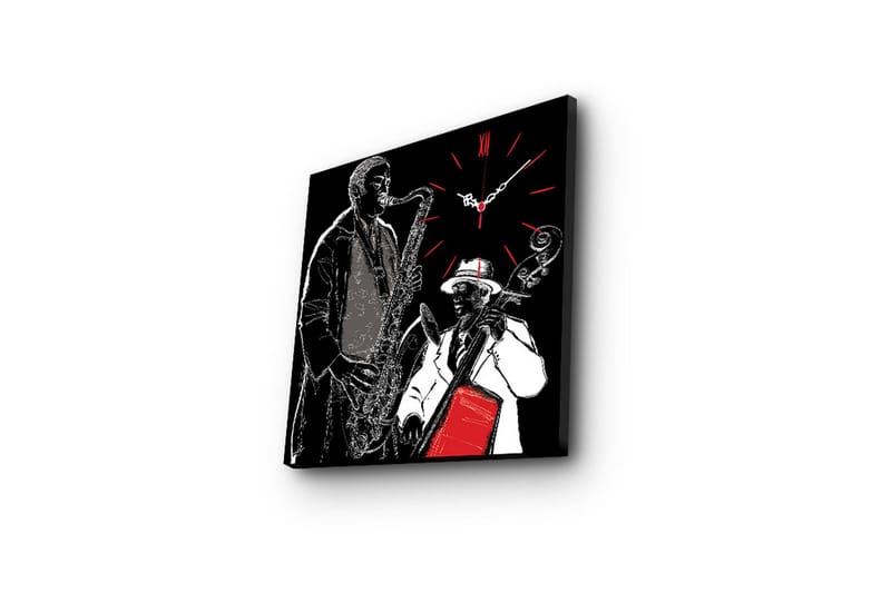 Dekorativ Canvasmålning med Klocka - Flerfärgad - Inredning - Väggdekor - Väggklocka & väggur