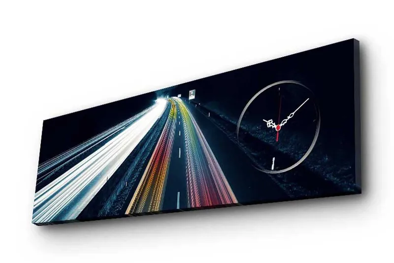 Dekorativ Canvasmålning med Klocka, Flerfärgad