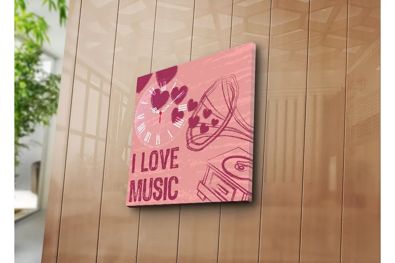 Dekorativ Canvasmålning med Klocka, Flerfärgad