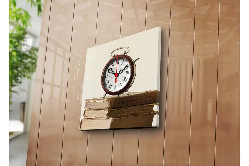 Dekorativ Canvasmålning med Klocka, Flerfärgad