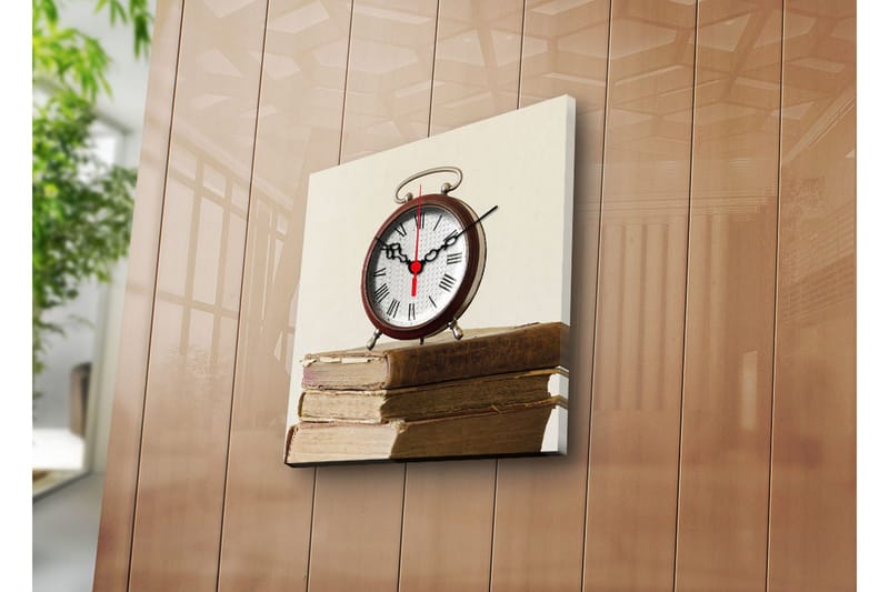 Dekorativ Canvasmålning med Klocka, Flerfärgad