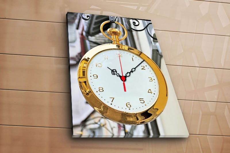 Dekorativ Canvasmålning med Klocka, Flerfärgad