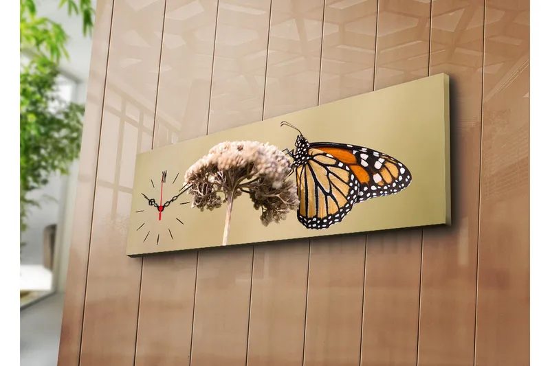 Dekorativ Canvasmålning med Klocka, Flerfärgad