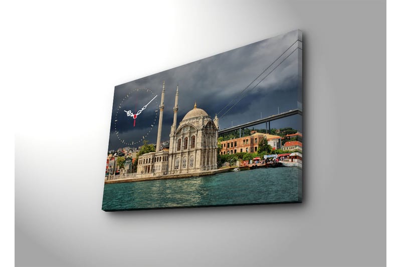 Dekorativ Canvasmålning med Klocka - Flerfärgad - Inredning - Väggdekor - Väggklocka & väggur