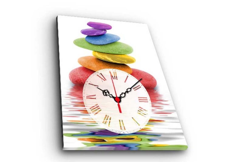 Dekorativ Canvasmålning med Klocka, Flerfärgad