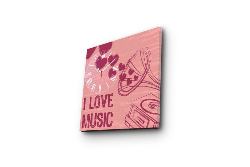 Dekorativ Canvasmålning med Klocka - Flerfärgad - Inredning - Väggdekor - Väggklocka & väggur