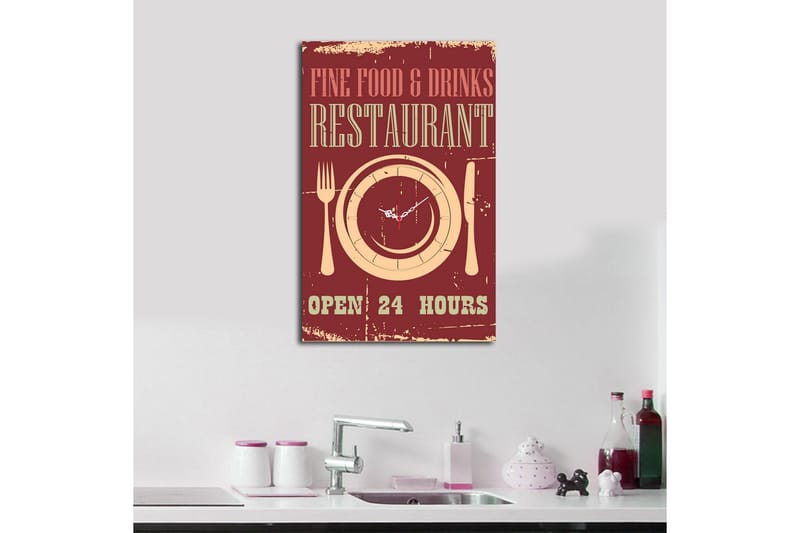 Dekorativ Canvasmålning med Klocka - Flerfärgad - Inredning - Väggdekor - Väggklocka & väggur