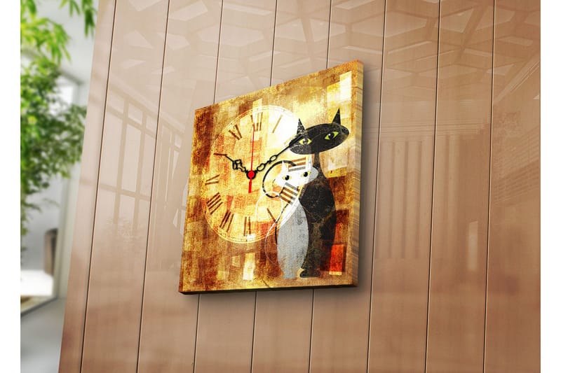 Dekorativ Canvasmålning med Klocka, Flerfärgad