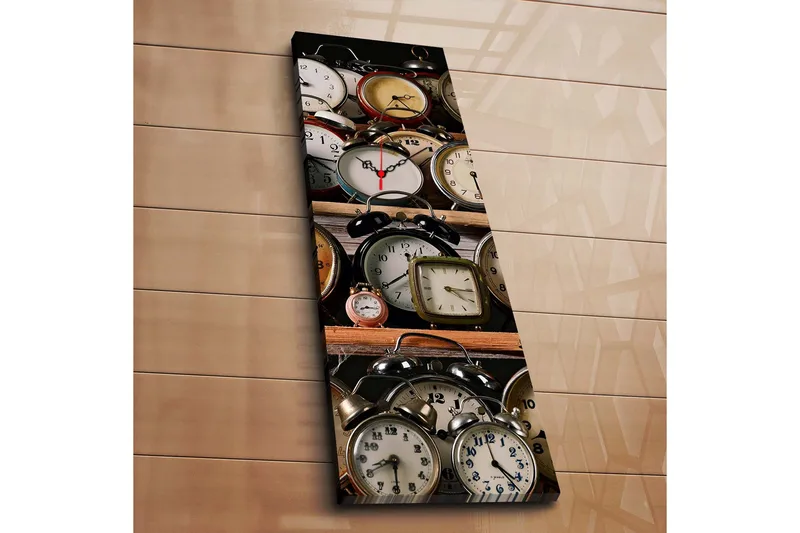 Dekorativ Canvasmålning med Klocka, Flerfärgad