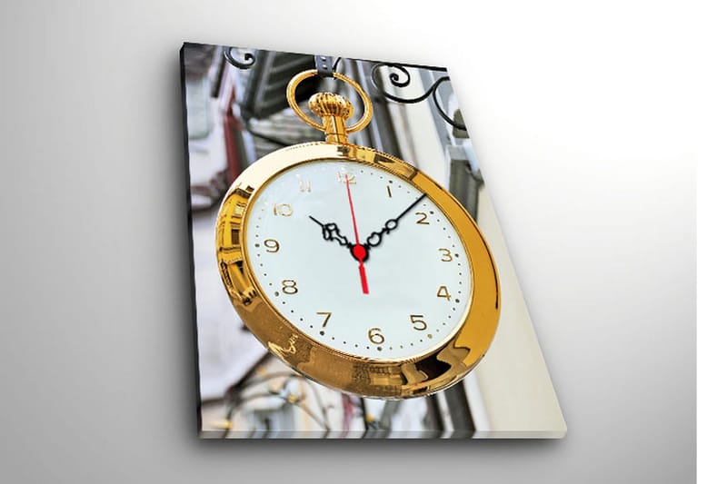 Dekorativ Canvasmålning med Klocka - Flerfärgad - Inredning - Väggdekor - Väggklocka & väggur