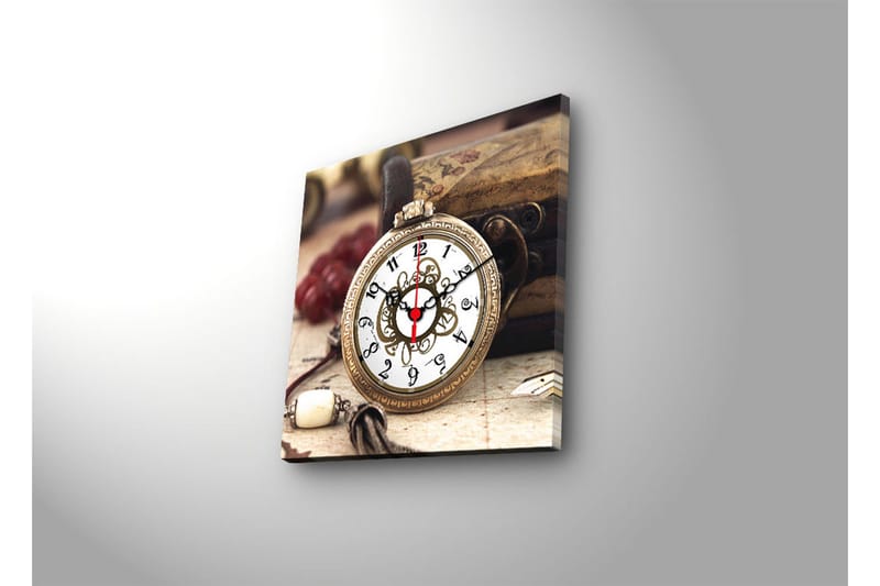 Dekorativ Canvasmålning med Klocka - Flerfärgad - Inredning - Väggdekor - Väggklocka & väggur