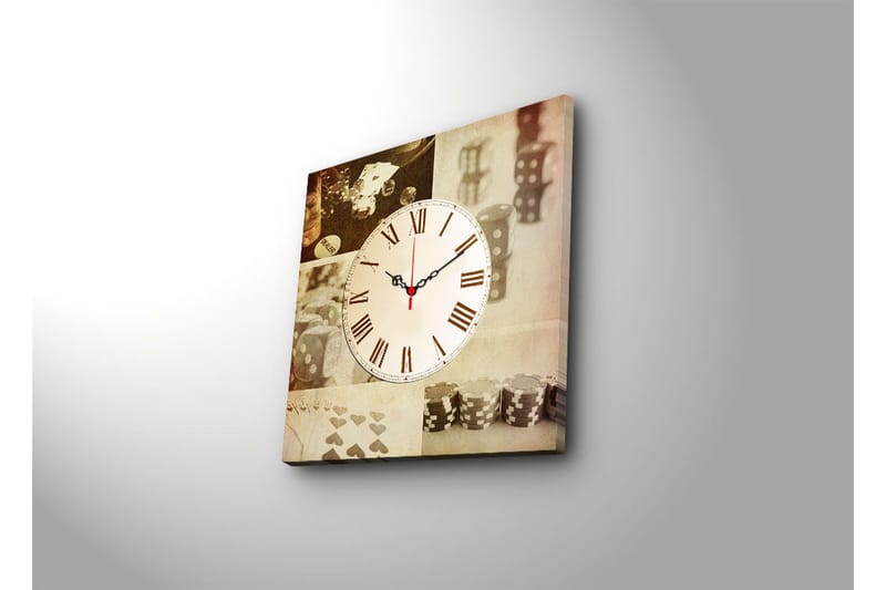 Dekorativ Canvasmålning med Klocka - Flerfärgad - Inredning - Väggdekor - Väggklocka & väggur