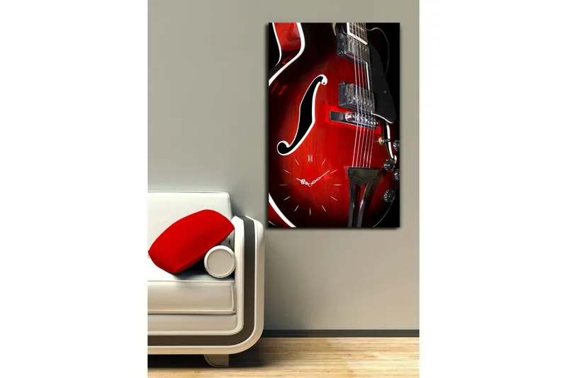 Dekorativ Canvasmålning med Klocka - Flerfärgad - Inredning - Väggdekor - Väggklocka & väggur