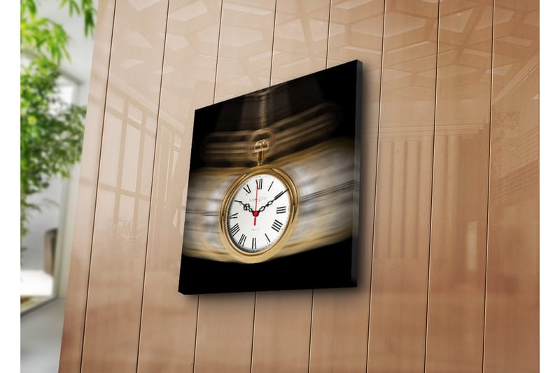 Dekorativ Canvasmålning med Klocka - Flerfärgad - Inredning - Väggdekor - Väggklocka & väggur