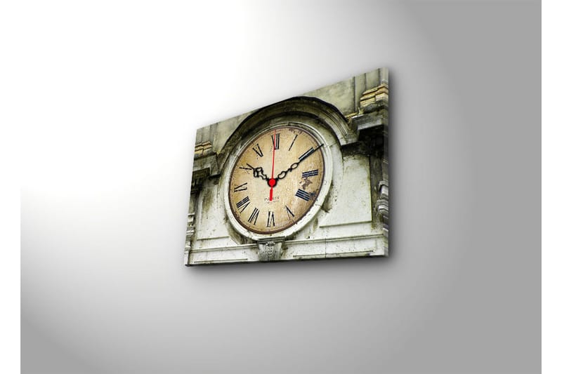 Dekorativ Canvasmålning med Klocka - Flerfärgad - Inredning - Väggdekor - Väggklocka & väggur